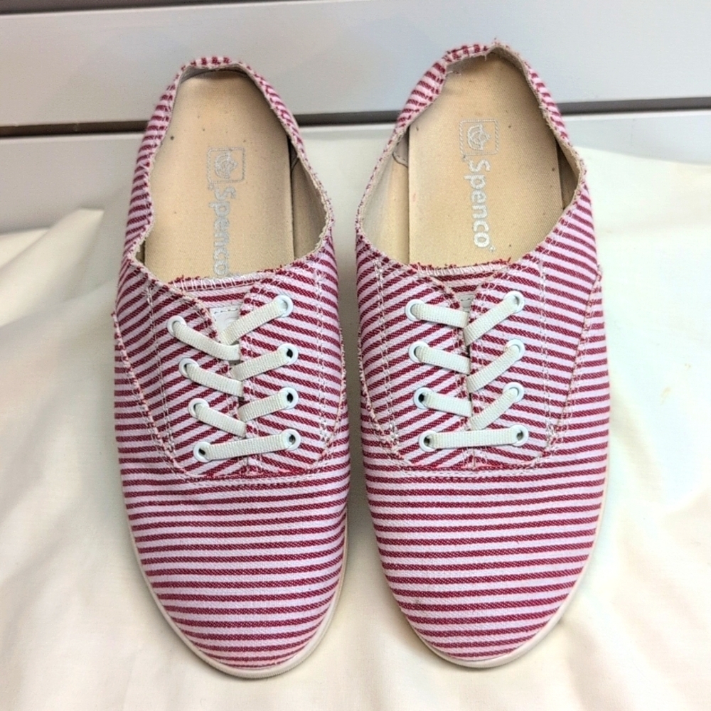 Spenco NWOB Santa Rosa Red/White Stripe Slip On Sneaker Size 9